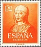 Spain 1951 Isabel La Catolica 1,50 PTA Naranja Edifil 1095. Spain 1951 Edifil 1094 Isabel Catolica. Subida por susofe